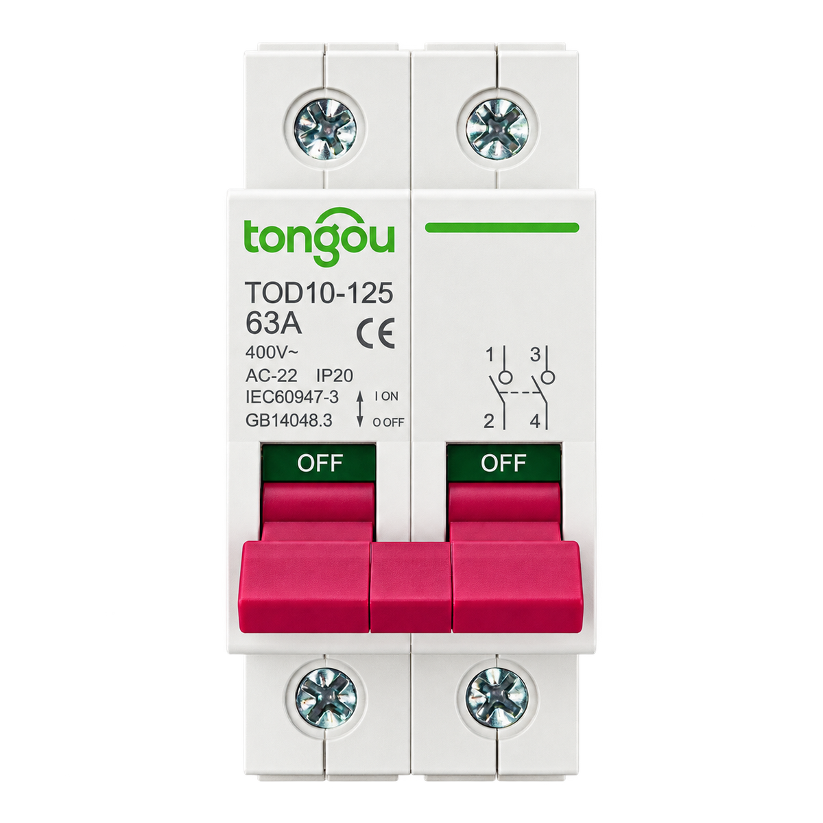 TONGOU TOD10-125/2/63 – Sectionneur 2P 63A (boîtier 125A)