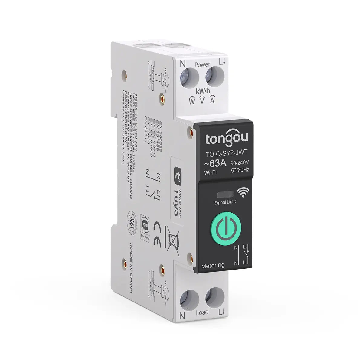 TONGOU TO-Q-SY2-JWT 63A – Interrupteur WiFi Rail DIN avec Comptage d'énergie