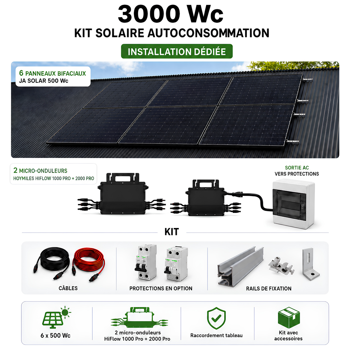 Kit Solaire 3000 Wc – Autoconsommation La Réunion | Micro-onduleurs Hoymiles HiFlow Pro