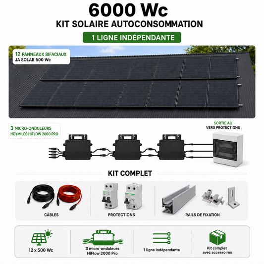 Kit Solaire 6000 Wc – Autoconsommation La Réunion | 3 Micro-onduleurs Hoymiles HiFlow 2000 Pro