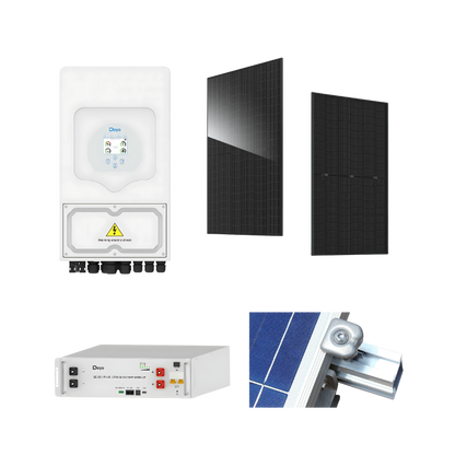 Pack Solaire Deye 3,6 kW + Batterie 5,12 kWh + 6 Panneaux JA Solar 500W + Rails