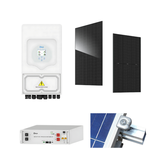 Pack Solaire Deye 3,6 kW + Batterie 5,12 kWh + 6 Panneaux JA Solar 500W + Rails