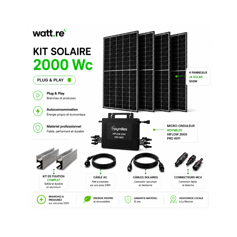 Kit Solaire VS+ HiFlow 2000 Wc Plug & Play – Autoconsommation La Réunion