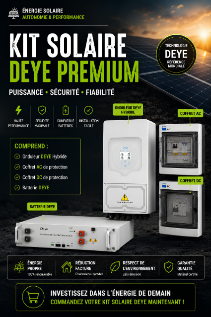 Pack Solaire Hybride Complet Deye 3.6kVA + Batterie 5.12kWh | Watt Réunion