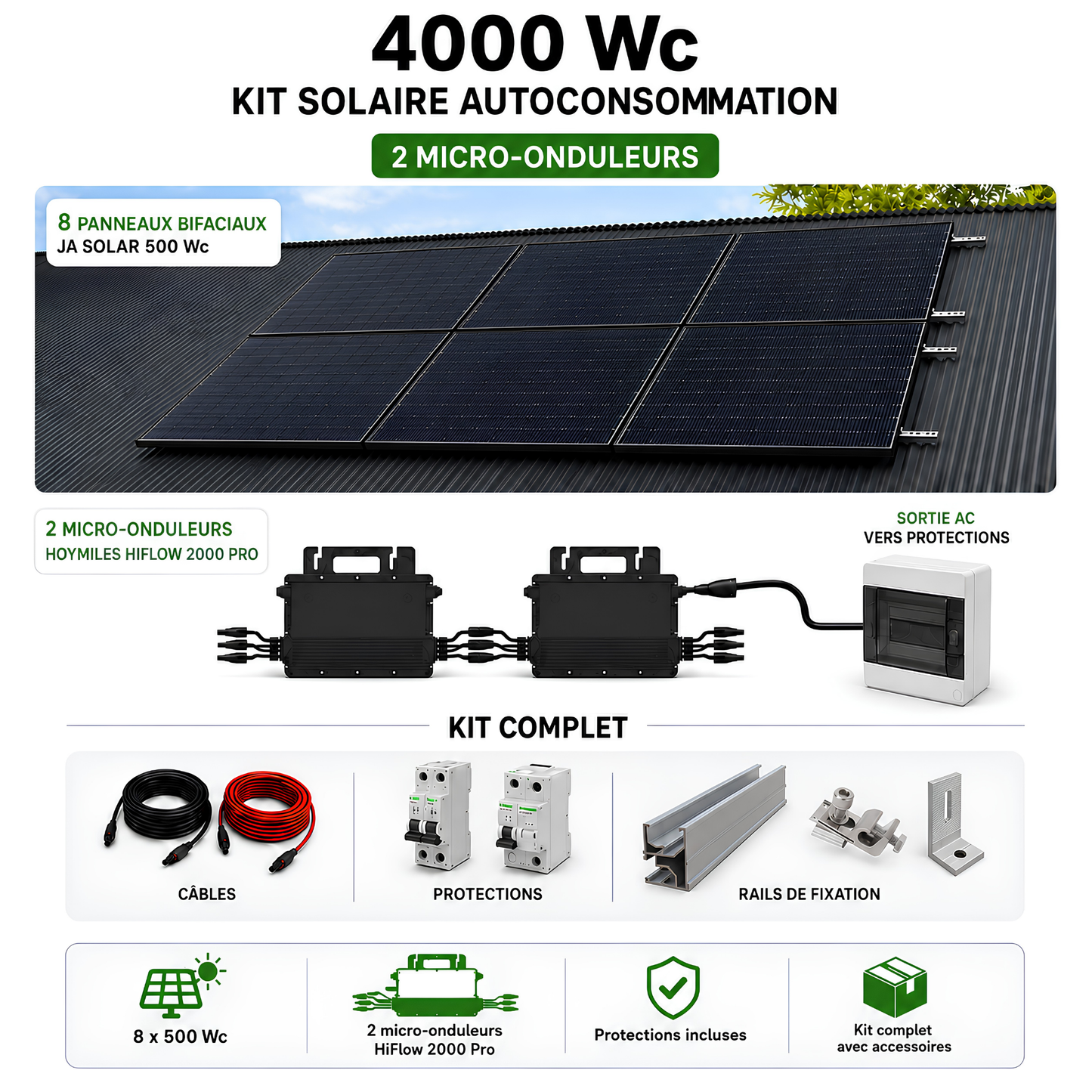 Kit Solaire 4000 Wc – Autoconsommation La Réunion | Micro-onduleurs Hoymiles HiFlow 2000 Pro
