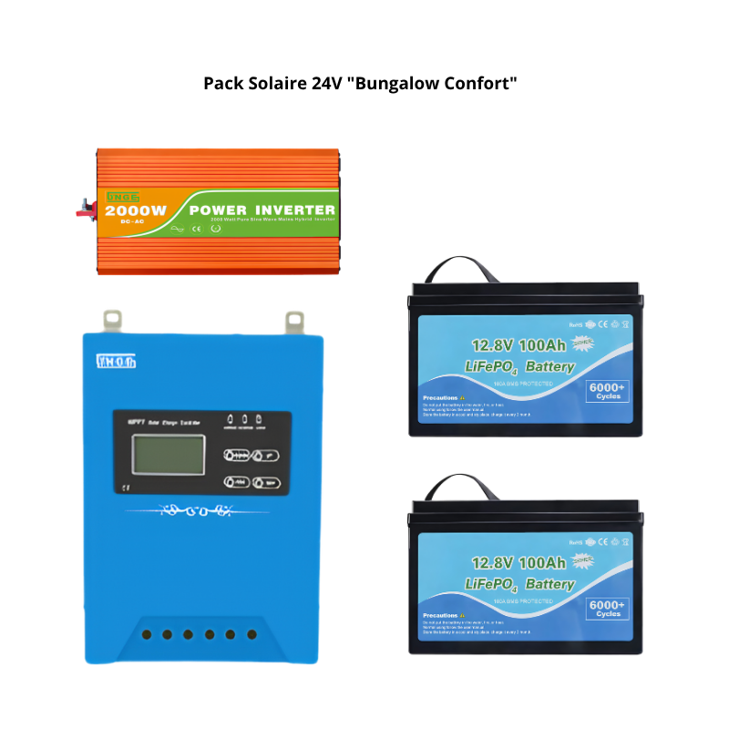 Pack Solaire 24V "Bungalow Confort" - Régulateur MPPT + 2 Batteries + Convertisseur